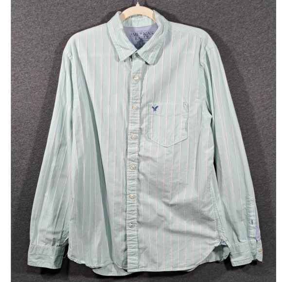 American Eagle Outfitters Other - American Eagle Mens Vintage Fit Striped Button Down Shirt Mint Green Small 0668